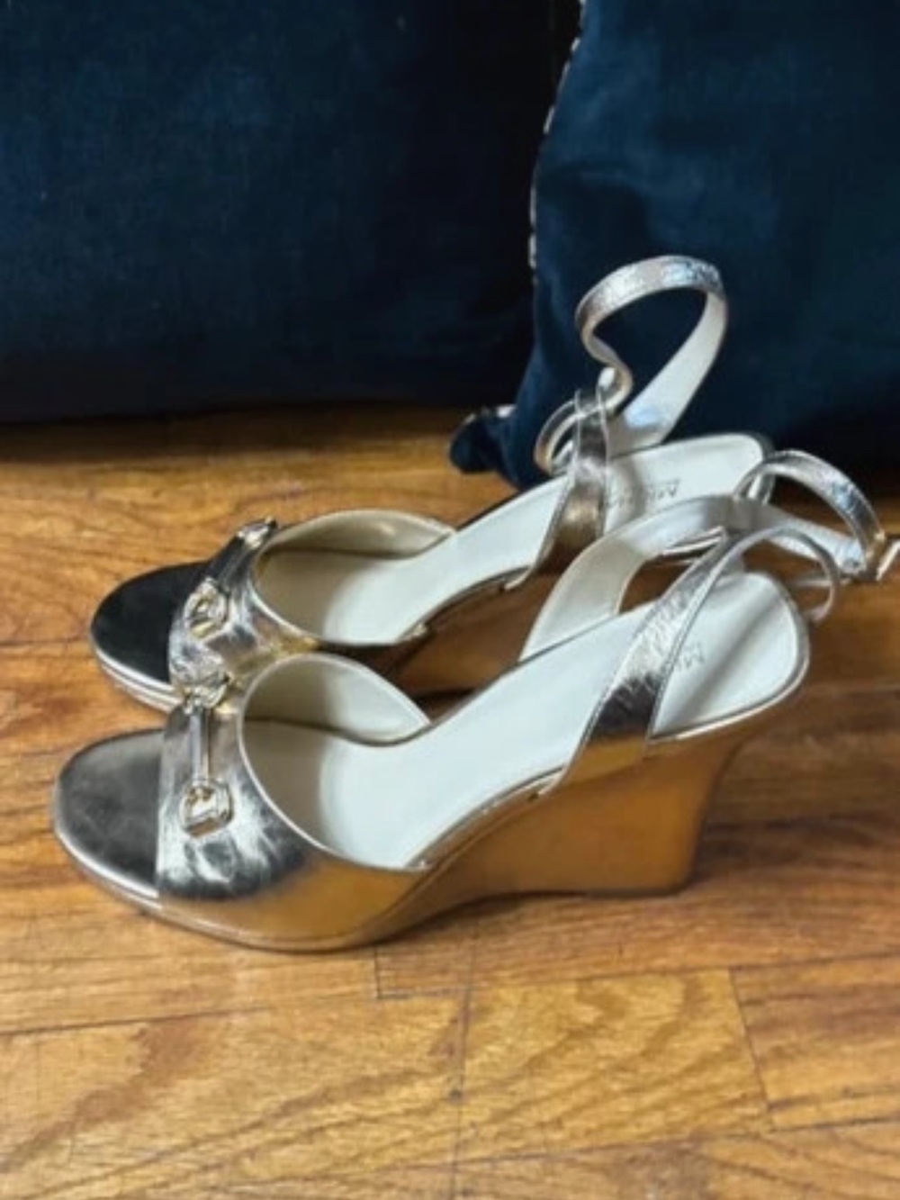 Michael Kors Metallic Gold Slingback Wedge Sandals